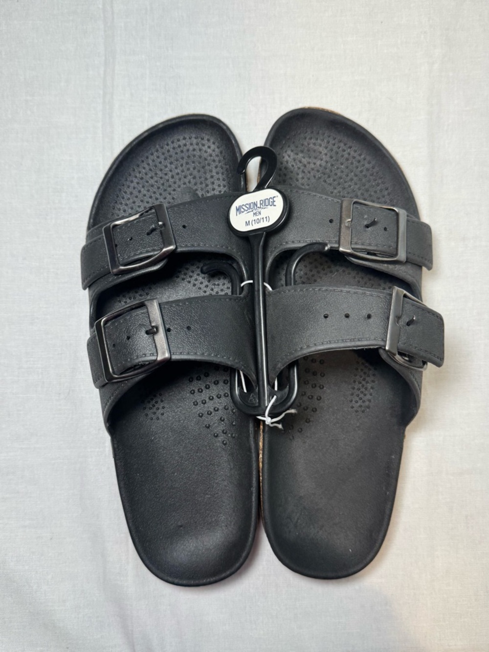 Mission Ridge Black Dual-Buckle Slide Sandals for Men